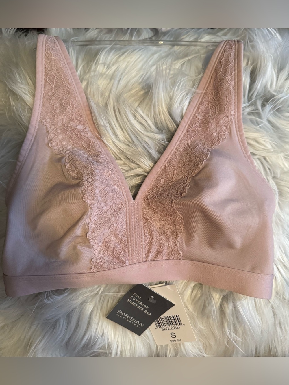 Parisian Works Lace-Trim Wireless Bralette - Blush Pink